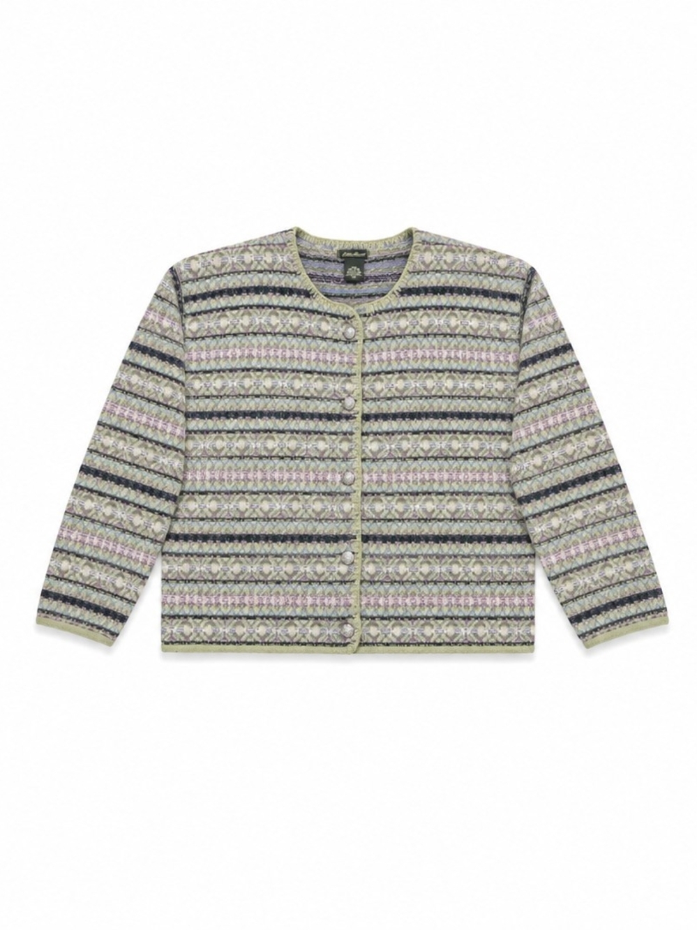 Eddie Bauer Olive, Purple & Dark Green Striped Knit Sweater - XXL